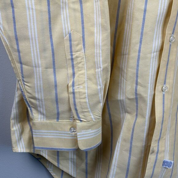 Ralph Lauren Dress shirt Mens 17 - 34 Yellow Stripe Cotton Multi Pony - Picture 4 of 9